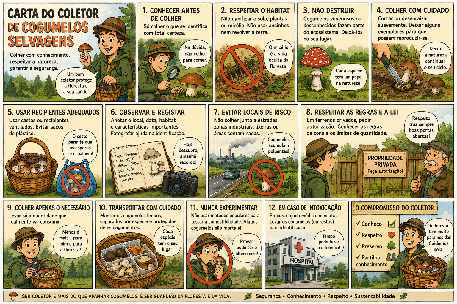 Carta do Coletor de Cogumelos Selvagens